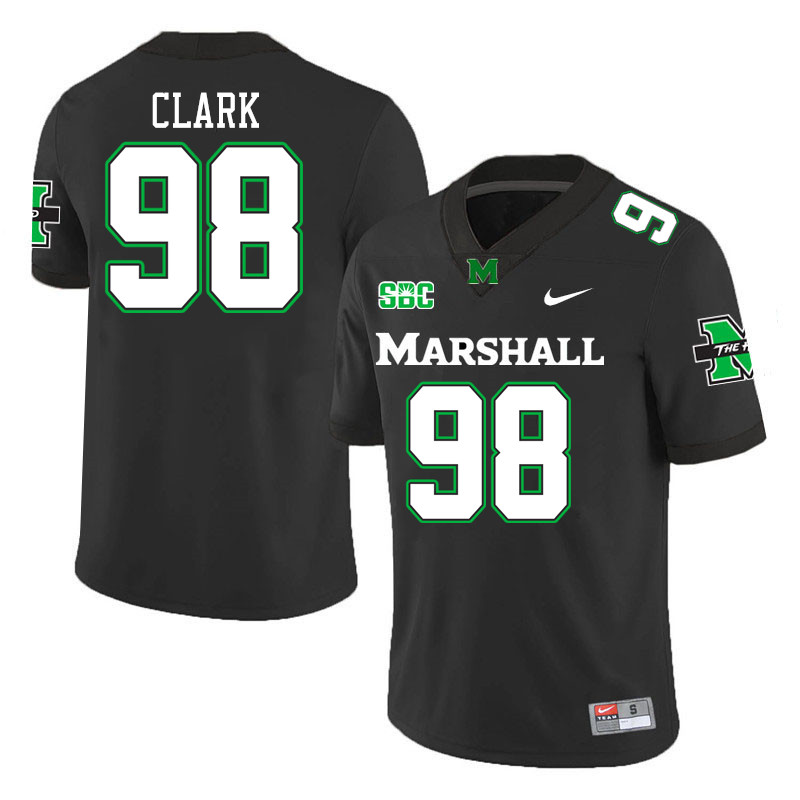 Men #98 Alec Clark Marshall Thundering Herd SBC Conference College Football Jerseys Stitched-Black